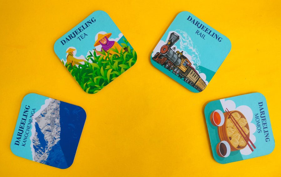 Darjeeling Railway | Coasters Set of 4 - Coasters - indic inspirations