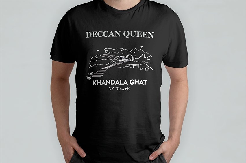 Deccan Queen | Khandala Ghat Tunnels | TShirt - T-shirts - indic inspirations