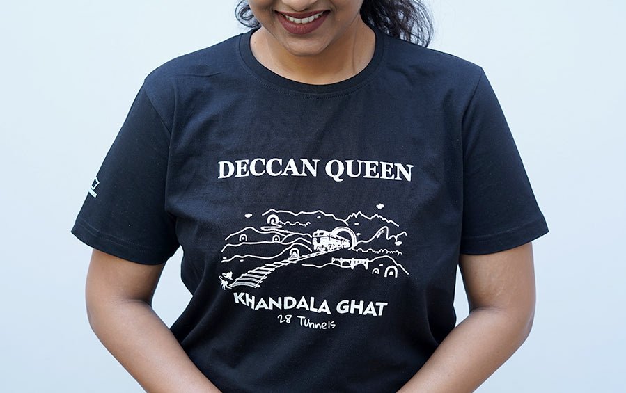 Deccan Queen | Khandala Ghat Tunnels | TShirt - T-shirts - indic inspirations