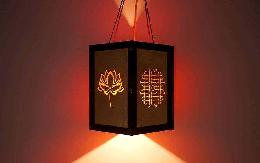 Diwali Symbols - Brass Diwali Kandil cum Table Lamp - Hanging Lamps - indic inspirations