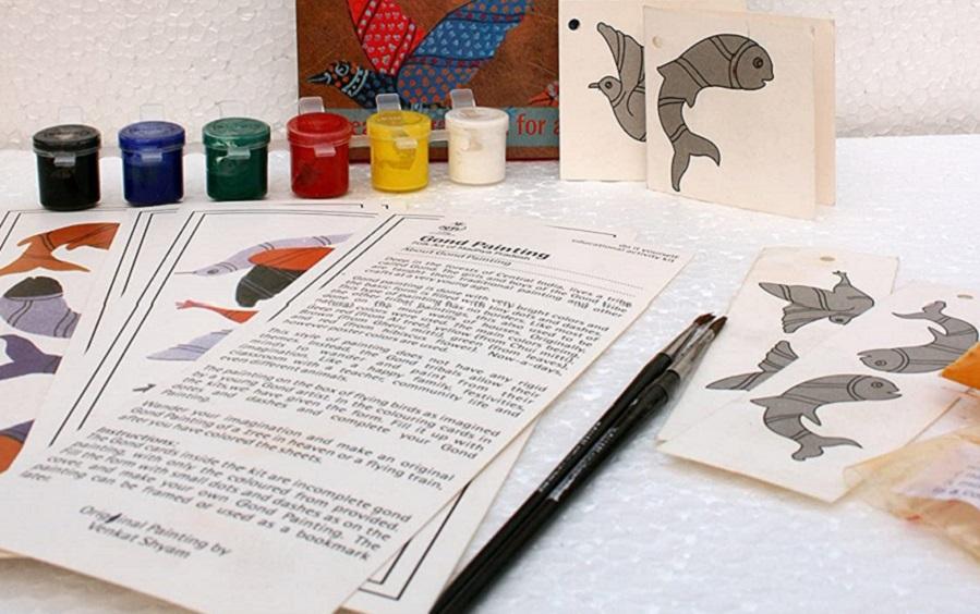 DIY Colouring Kit - Gond Painting of Madhya Pradesh - Craft Kit - indic inspirations