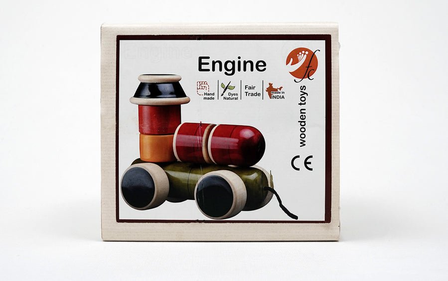 ENGINE STACKER & PULL ALONG - Wooden Toy - indic inspirations