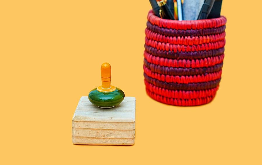 Finger Top with Base - Single - Wooden Toys - indic inspirations