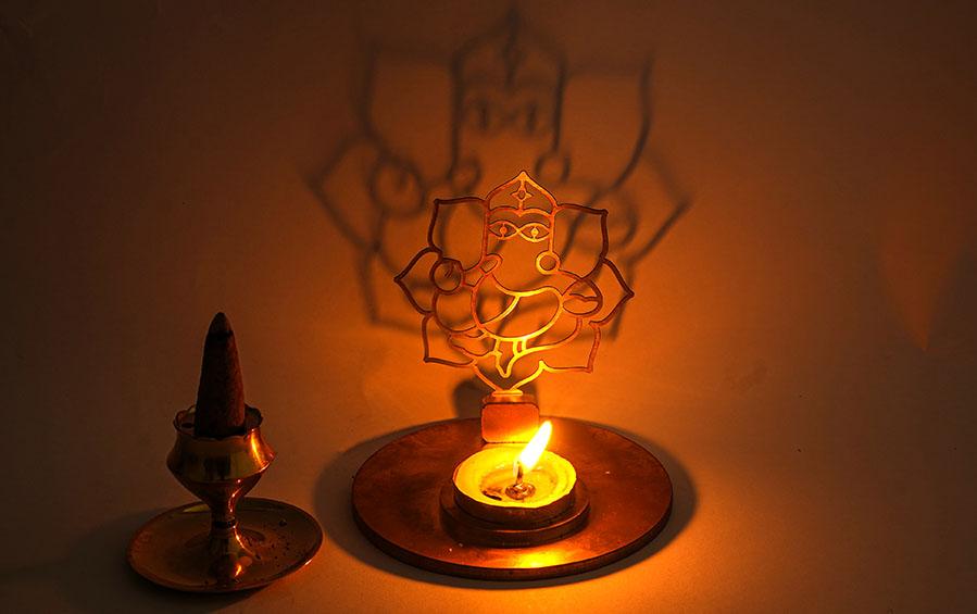 Ganesha Diya – Brass Cutwork - Tealight Holders - indic inspirations