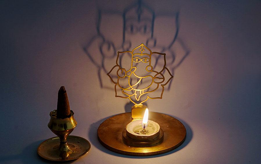 Ganesha Diya – Brass Cutwork - Tealight Holders - indic inspirations