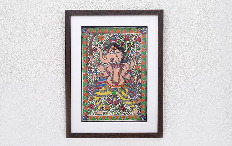 Ganesha | Madhubani Painting | A4 Frame - paintings - indic inspirations