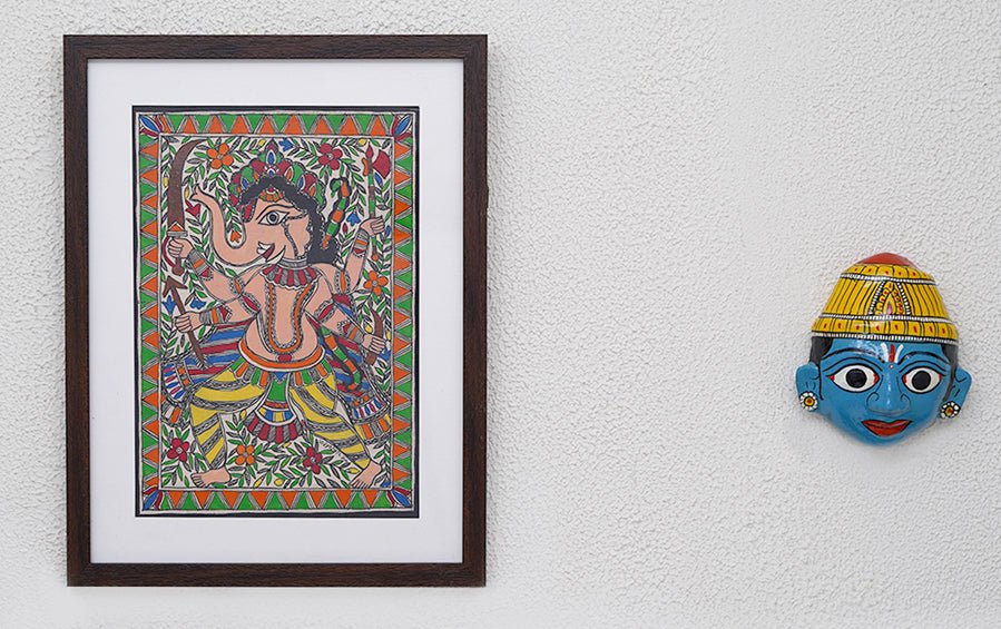 Ganesha | Madhubani Painting | A4 Frame - paintings - indic inspirations