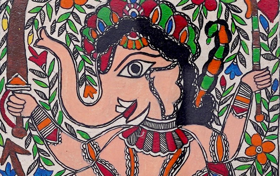 Ganesha | Madhubani Painting | A4 Frame - paintings - indic inspirations