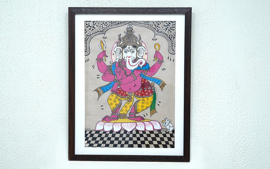 Ganesha | Odisha Pattachitra Painting | A3 Frame - paintings - indic inspirations