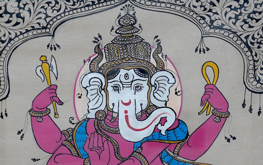 Ganesha | Odisha Pattachitra Painting | A3 Frame - paintings - indic inspirations