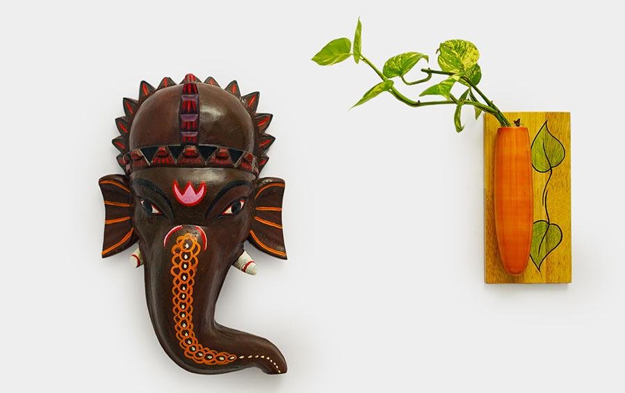 Ganesha Wooden Mask - Masks - indic inspirations