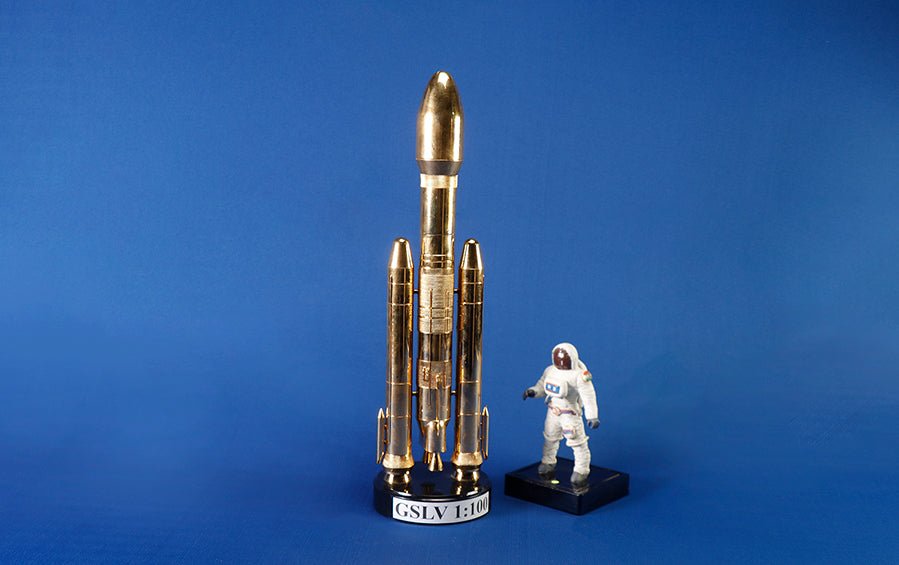 GSLV | Gold Plated Scale Model 1:100 - MADE to ORDER - rocket models - indic inspirations