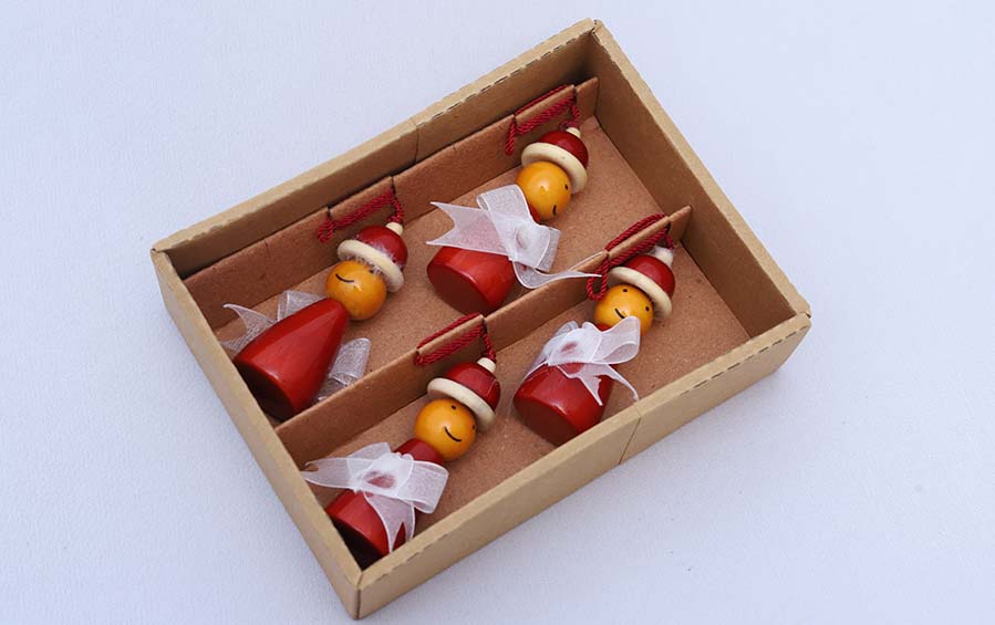 Handcrafted Wooden Christmas Decor : FAIRY Set of 4 - Décor hanging - indic inspirations