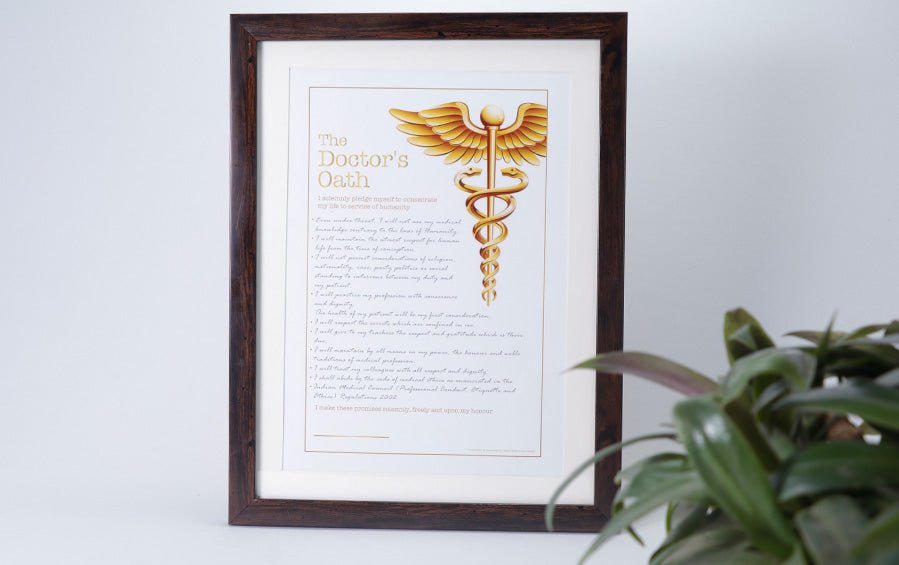 Hippocratic Oath for Doctors - A4 Frame - Wall Frames - indic inspirations