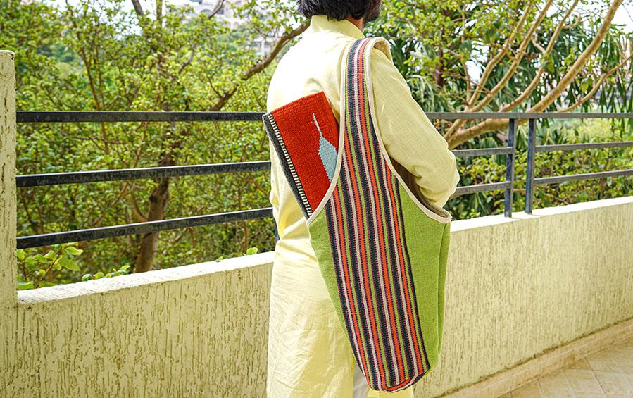 Hobo bag - Pastel Green with Pattern - Yoga bags - indic inspirations