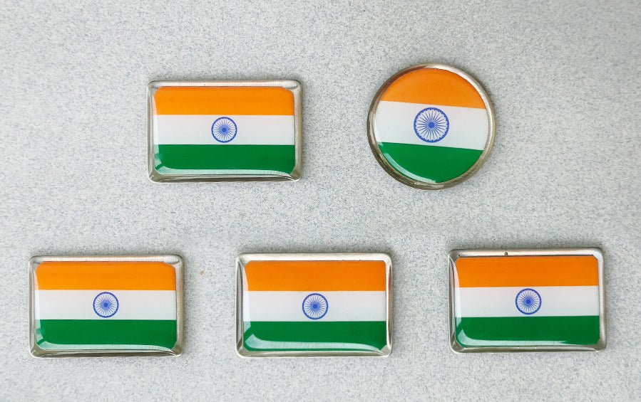 Indian Flag Magnetic Rectangle Lapel Pins (Set of 5) - Lapel Pins - indic inspirations