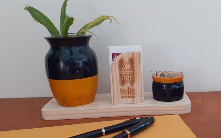 LOTA - DESKTOP PLANTER - Indigo+Turmeric - Desk Organizers - indic inspirations