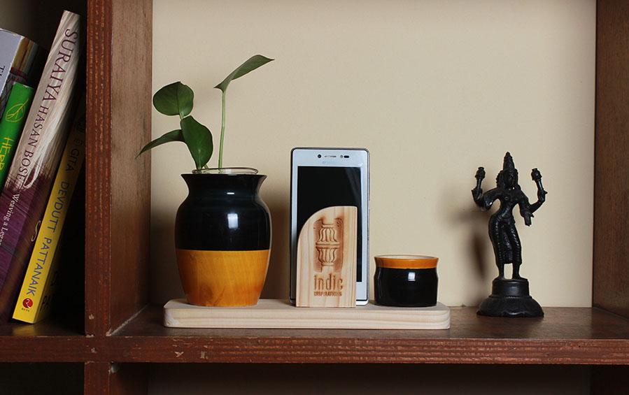LOTA - DESKTOP PLANTER - Indigo+Turmeric - Desk Organizers - indic inspirations