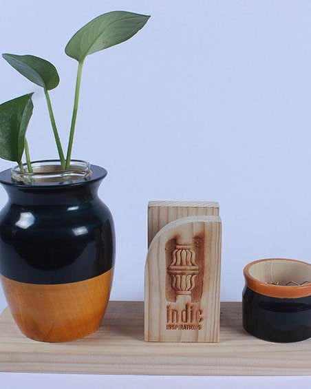 LOTA - DESKTOP PLANTER - Indigo+Turmeric - Desk Organizers - indic inspirations