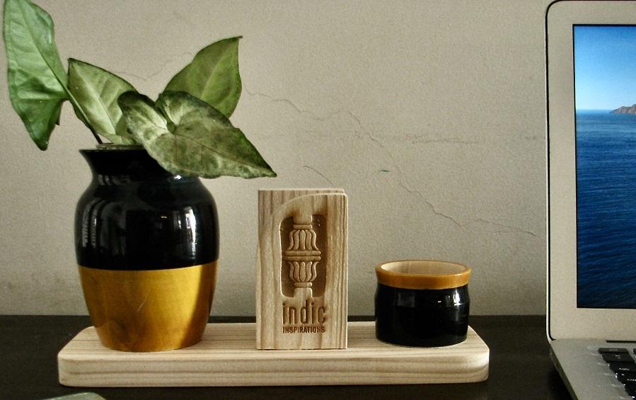 LOTA - DESKTOP PLANTER - Indigo+Turmeric - Desk Organizers - indic inspirations
