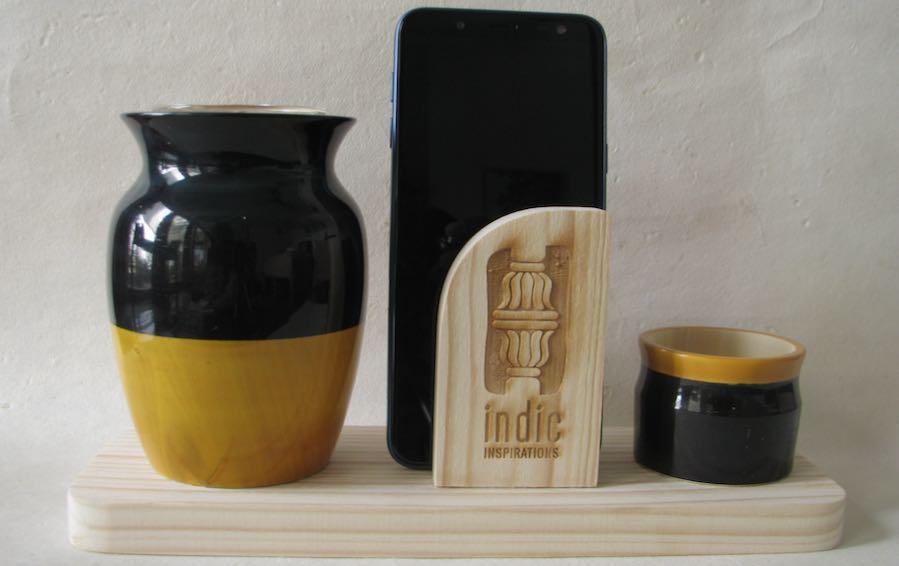 LOTA - DESKTOP PLANTER - Indigo+Turmeric - Desk Organizers - indic inspirations