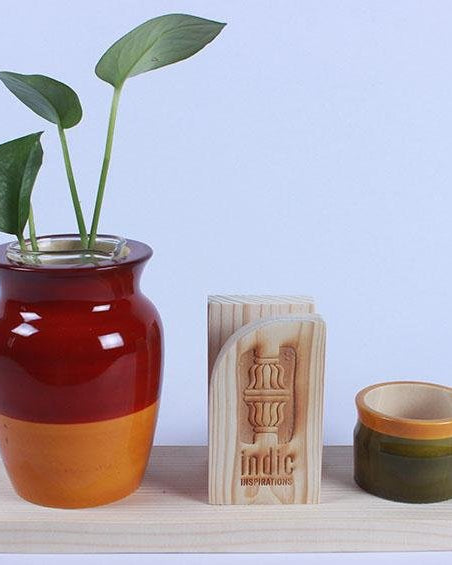 LOTA - DESKTOP PLANTER - Red+Yellow - Desk Organizers - indic inspirations