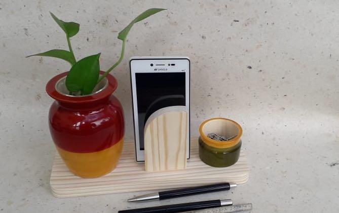 LOTA - DESKTOP PLANTER - Red+Yellow - Desk Organizers - indic inspirations
