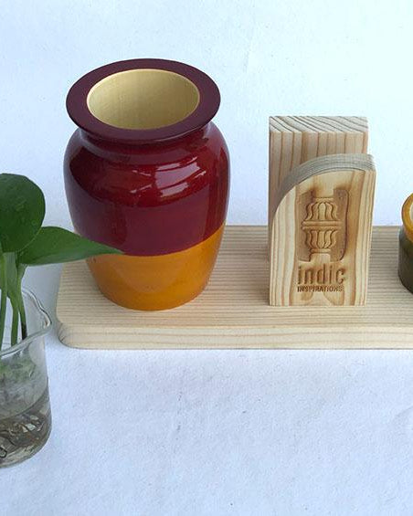 LOTA - DESKTOP PLANTER - Red+Yellow - Desk Organizers - indic inspirations