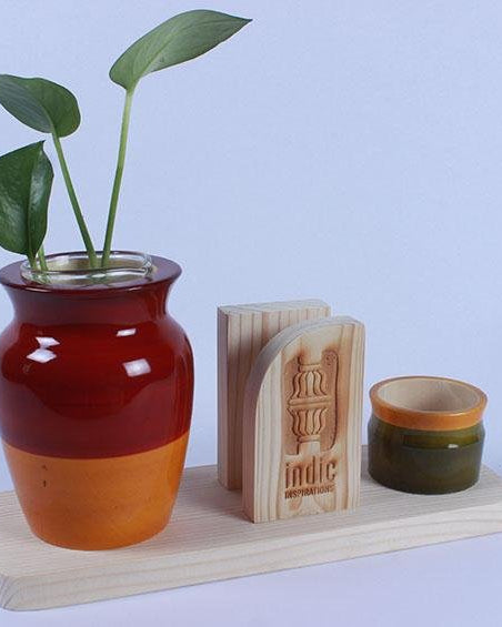 LOTA - DESKTOP PLANTER - Red+Yellow - Desk Organizers - indic inspirations