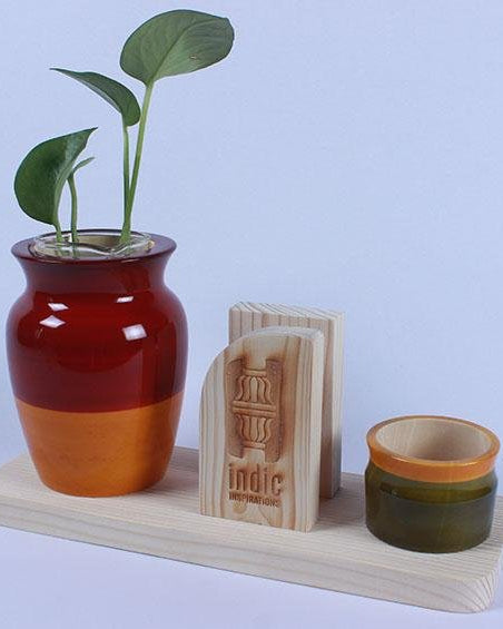 LOTA - DESKTOP PLANTER - Red+Yellow - Desk Organizers - indic inspirations