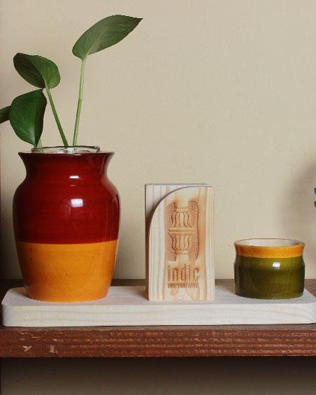 LOTA - DESKTOP PLANTER - Red+Yellow - Desk Organizers - indic inspirations