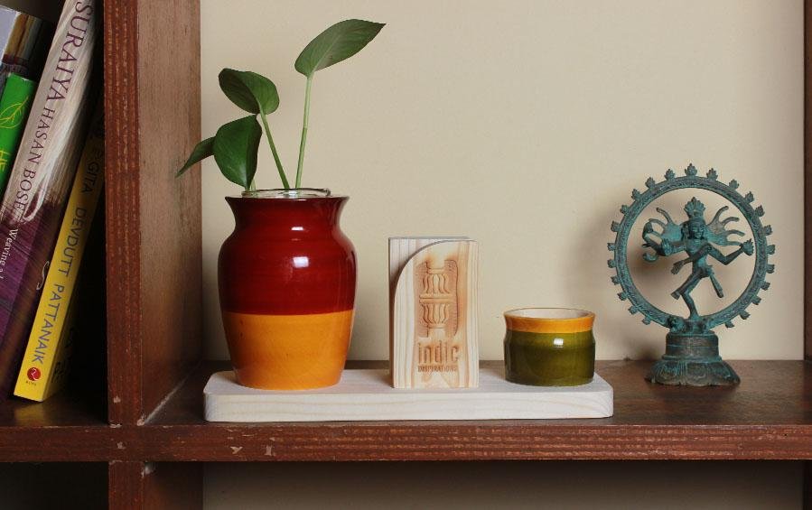 LOTA - DESKTOP PLANTER - Red+Yellow - Desk Organizers - indic inspirations