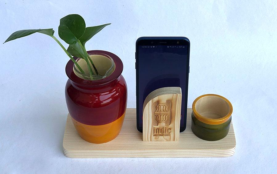 LOTA - DESKTOP PLANTER - Red+Yellow - Desk Organizers - indic inspirations