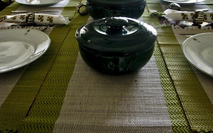 Madur Table Runner Mat Set Green - table runner and mat sets - indic inspirations