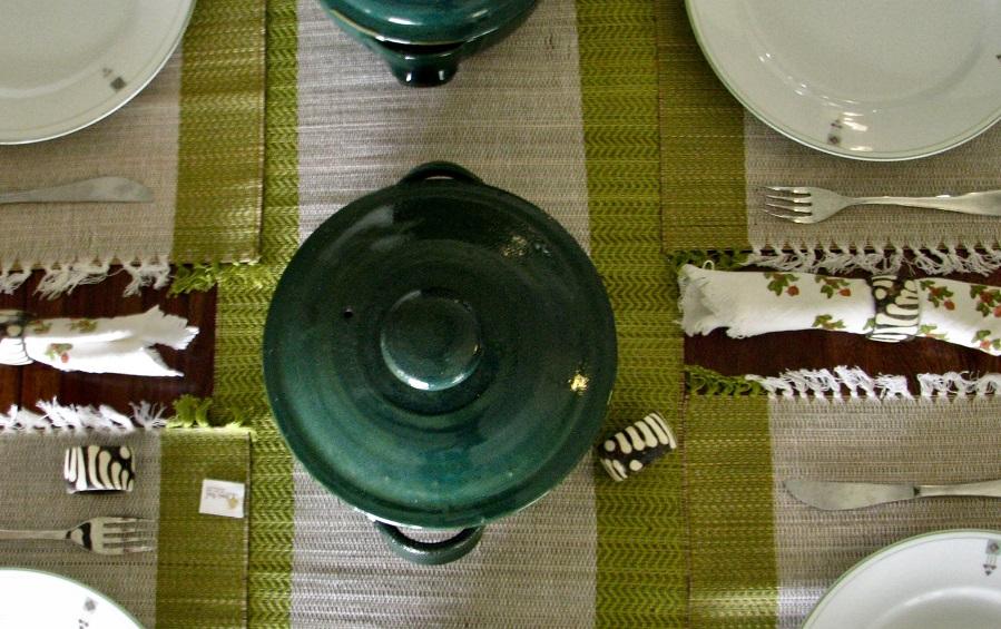 Madur Table Runner Mat Set Green - table runner and mat sets - indic inspirations