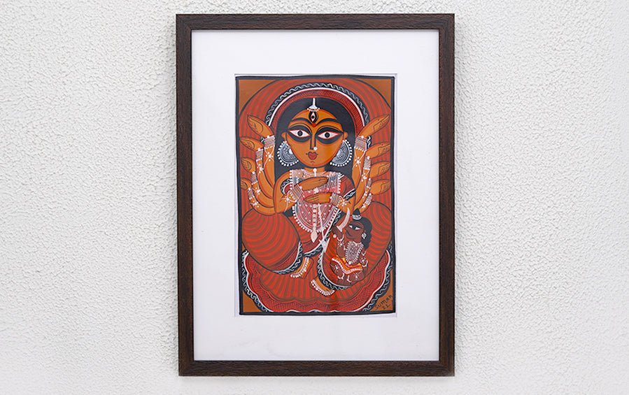 Mahishasura Mardini | Bengal Patachitra Painting | A4 Frame - paintings - indic inspirations