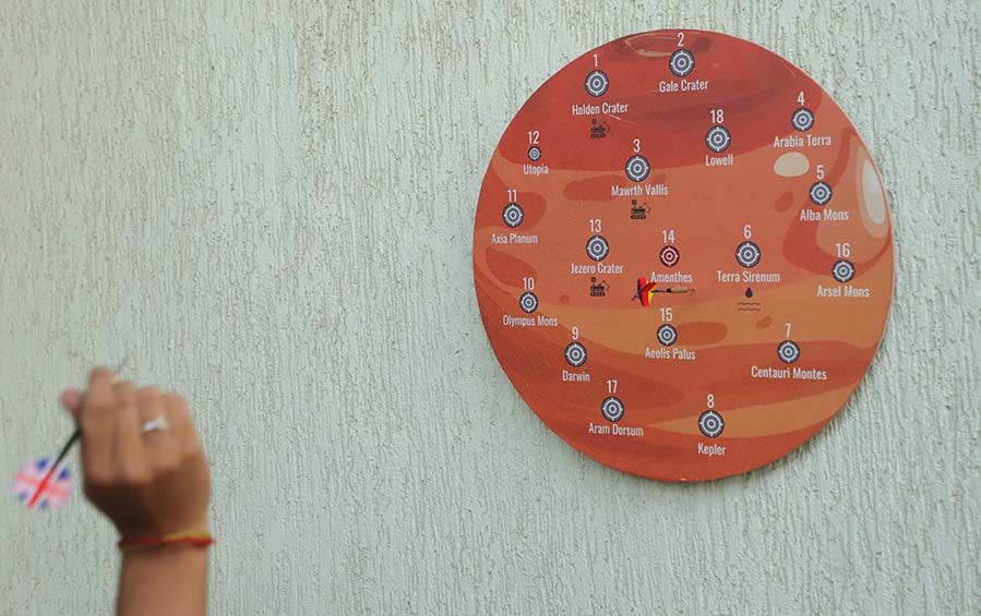 MARS WOODEN DARTBOARD - 16" - Games - indic inspirations