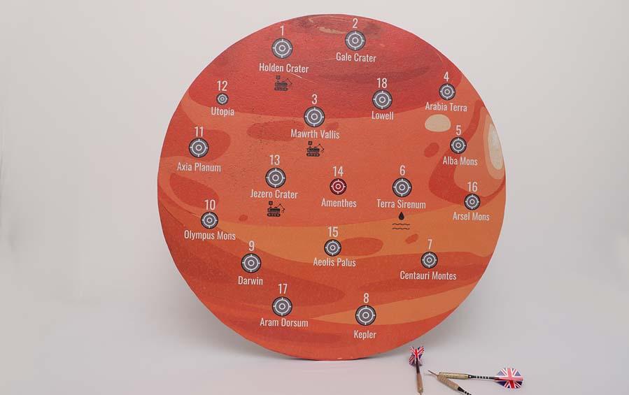 MARS WOODEN DARTBOARD - 16" - Games - indic inspirations