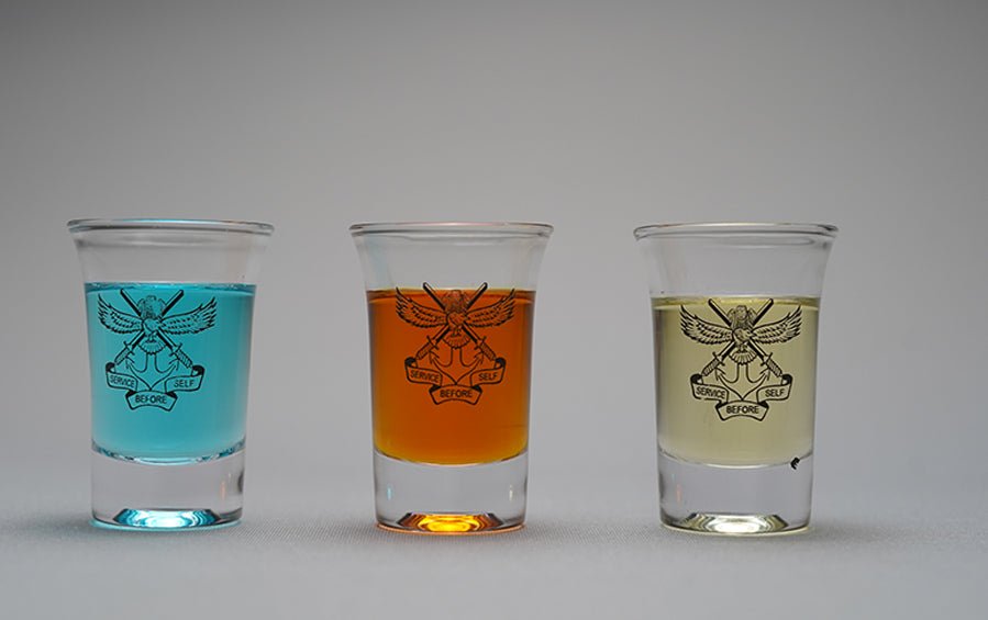 NDA Logo Shot Glasses - Set of 3 - Shot glasses - indic inspirations