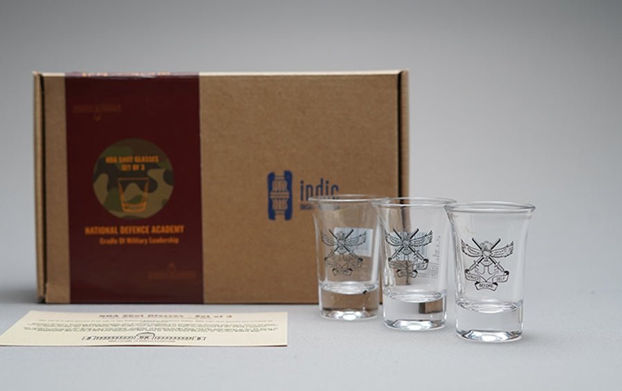 NDA Logo Shot Glasses - Set of 3 - Shot glasses - indic inspirations