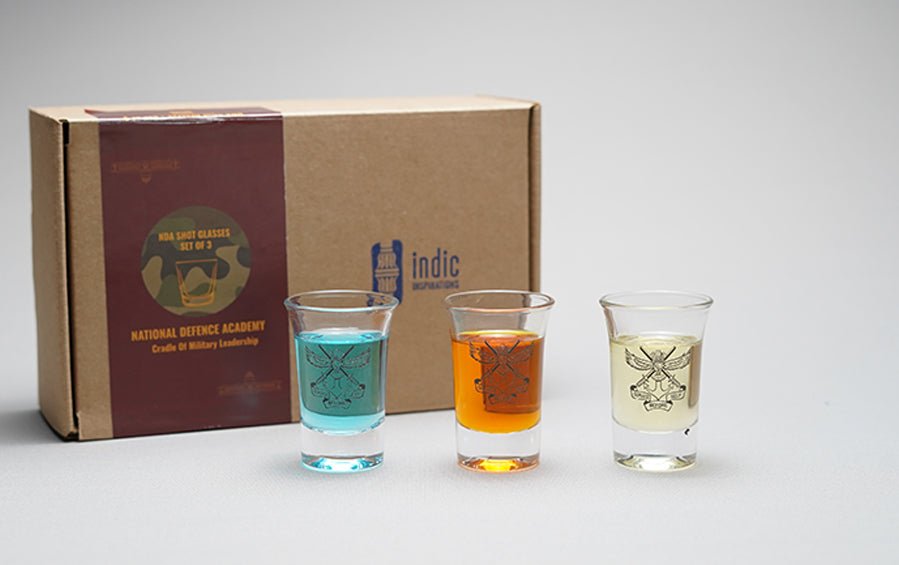 NDA Logo Shot Glasses - Set of 3 - Shot glasses - indic inspirations