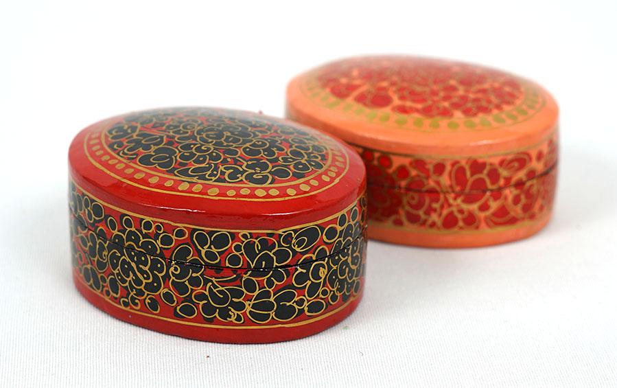 Oval Kashmiri Boxes - Set of 2 - Gift packs - indic inspirations