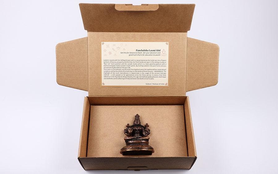 Panchaloha Sitting Lakshmi Idol 3.5 Inch - Sculptures - indic inspirations