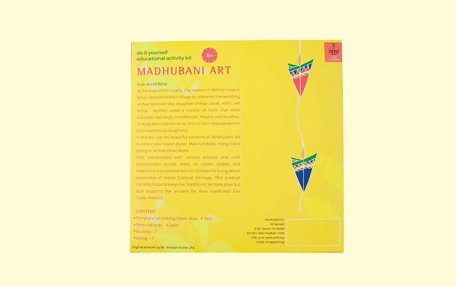 Paper Diya Making DIY Kit with Madhubani Art - Craft Kit - indic inspirations