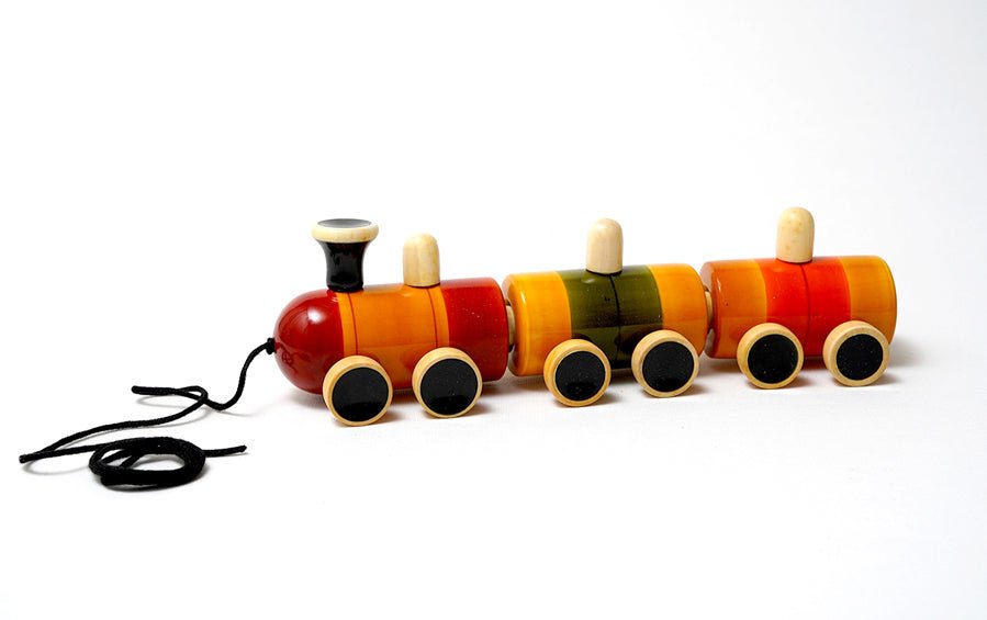 POM POM RAIL PULL ALONG - Wooden Toys - indic inspirations