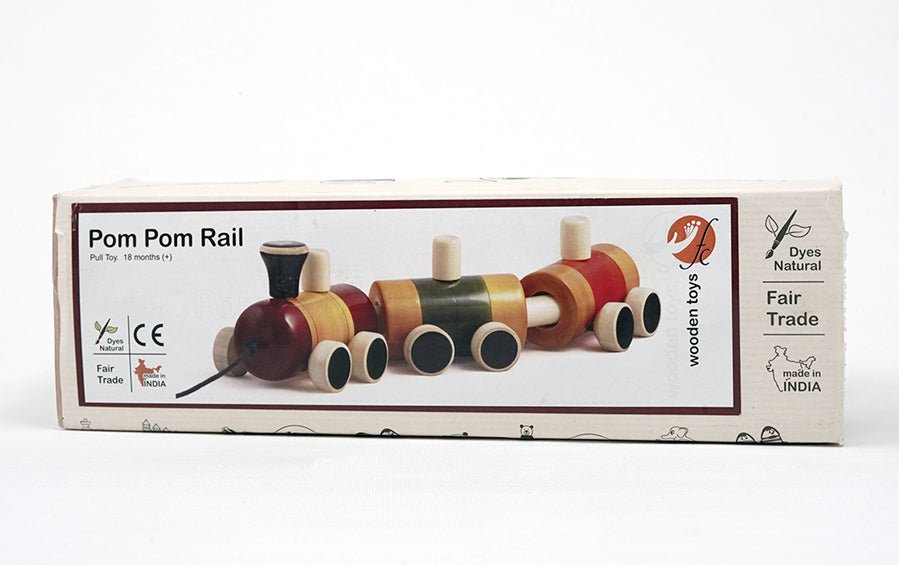 POM POM RAIL PULL ALONG - Wooden Toys - indic inspirations