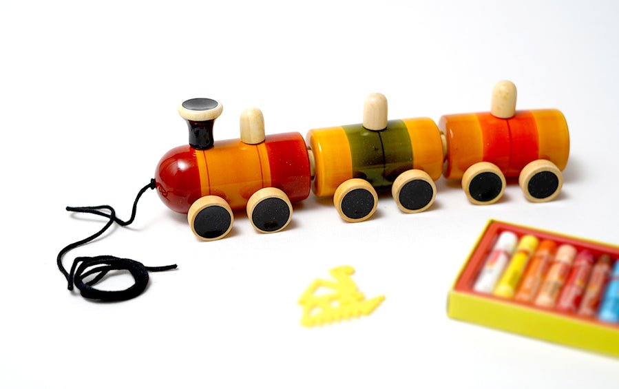 POM POM RAIL PULL ALONG - Wooden Toys - indic inspirations