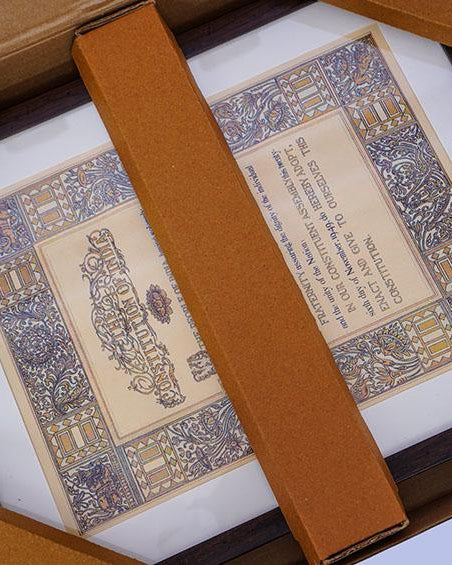 Preamble Of Original Indian Constitution - Wall Frame - Large (A3) - Wall Frames - indic inspirations