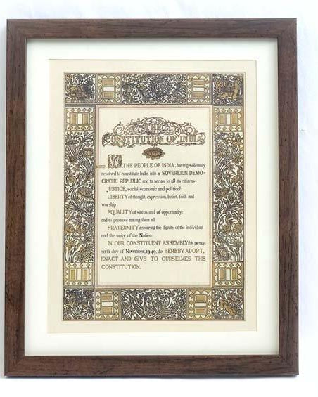 Preamble Of Original Indian Constitution - Wall Frame - Large (A3) - Wall Frames - indic inspirations