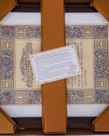 Preamble Of Original Indian Constitution - Wall Frame - Large (A3) - Wall Frames - indic inspirations